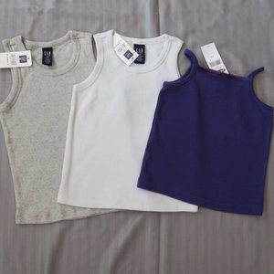 GapKids/Old Navy 3 Girls Summer Tank Tops-Gray, Lt Blue & Dk Purple XS (4) NWTs